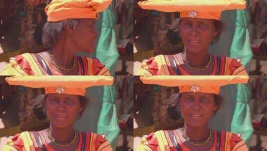 微笑的非洲女人肖像高清在线视频素材下载