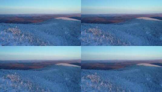 航拍大兴安岭清晨雪色山岭高清在线视频素材下载