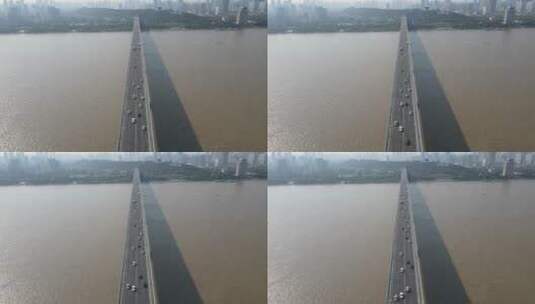 航拍湖北武汉长江大桥高清在线视频素材下载
