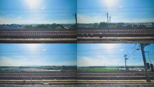 动车高铁火车窗外风景高清在线视频素材下载
