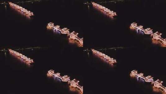 广东省潮州市城市夜景航拍高清在线视频素材下载