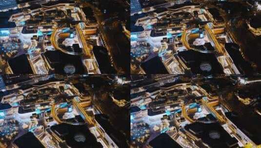 上海浦东前滩夜景航拍高清在线视频素材下载