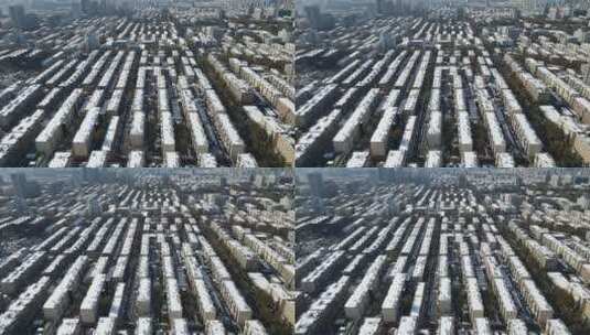 航拍山东济南冬季雪景高清在线视频素材下载