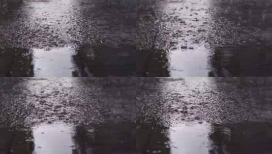 路面下雨雨滴高清在线视频素材下载