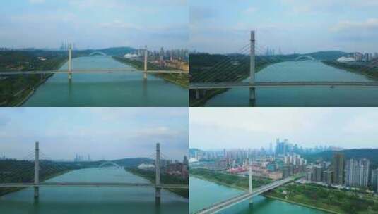 广西南宁五象大桥邕江风景航拍高清在线视频素材下载