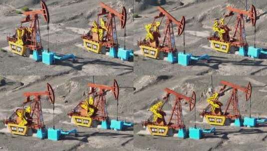 航拍克拉玛依大油田石油开采高清在线视频素材下载