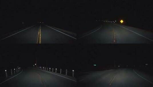 在夜色中行驶在蜿蜒曲折的黑暗乡村公路上高清在线视频素材下载