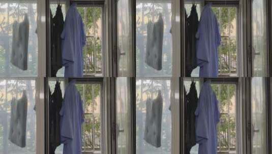 阳台上晾晒的衣服高清在线视频素材下载