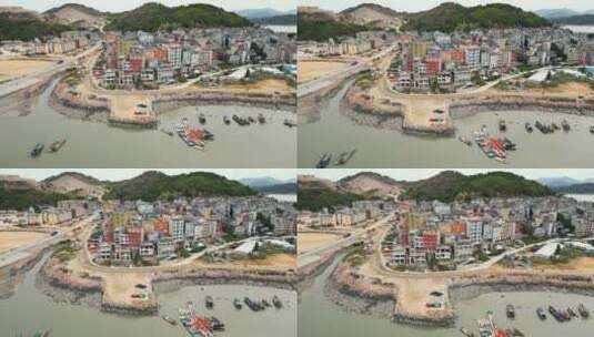 霞浦码头渔船航拍4K高清在线视频素材下载