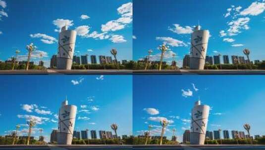辽宁沈阳沈北新区和平公园城市地标延时摄影高清在线视频素材下载