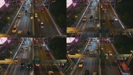 高架路面车流航拍高清在线视频素材下载
