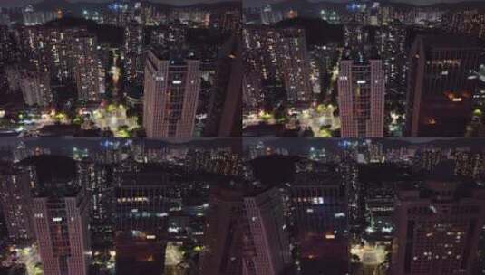 4K深圳福田区城市夜景航拍高清在线视频素材下载