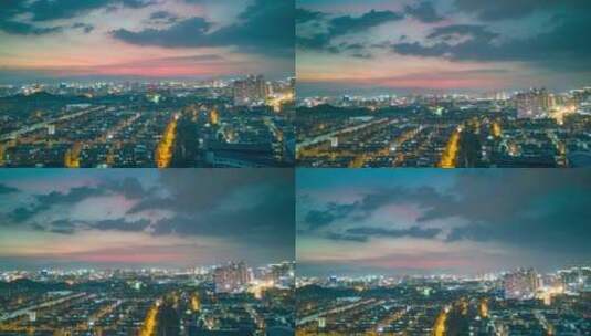 义乌城市夜景风光延时摄影高清在线视频素材下载