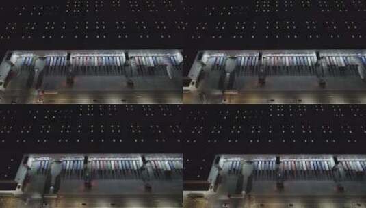 上海特斯拉工厂建筑货运仓库夜景高清在线视频素材下载