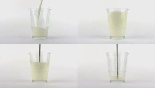 牛奶倒进玻璃杯高清在线视频素材下载