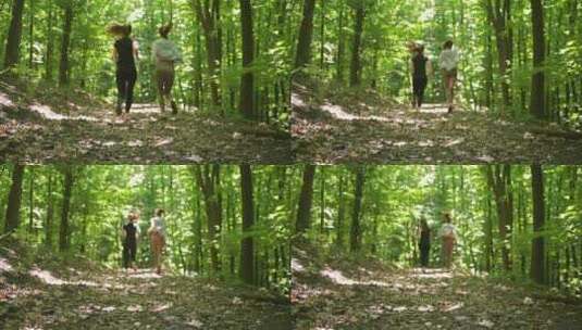 两个女人在森林中跑步 高清在线视频素材下载