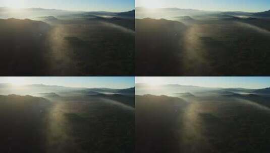 清晨薄雾中的火山口高清在线视频素材下载