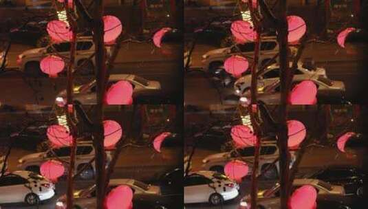 春节期间城市街道挂满了红灯笼高清在线视频素材下载