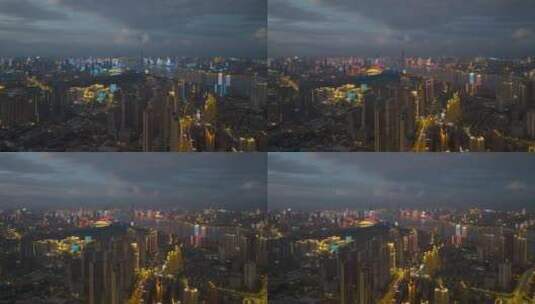 武汉夏日城市天际线夜景风光高清在线视频素材下载