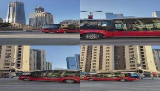 济南新上“567”路公交车，被称为红墩墩高清在线视频素材下载