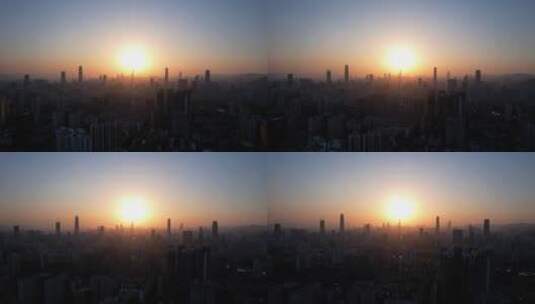 深圳高楼城市日落夕阳照耀建筑G高清在线视频素材下载