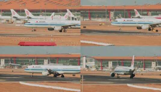 8k实拍飞机场停机坪飞机滑行高清在线视频素材下载