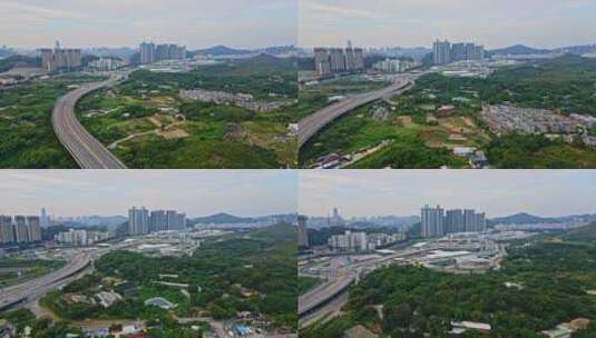 香港城市景观与香园围管制站高清在线视频素材下载