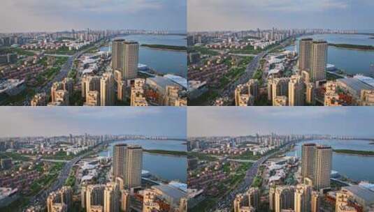 青岛西海岸新区城市空镜航拍高清在线视频素材下载