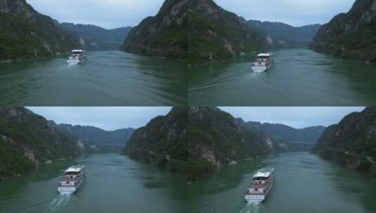 4K航拍宜昌西陵峡 长江邮轮高清在线视频素材下载