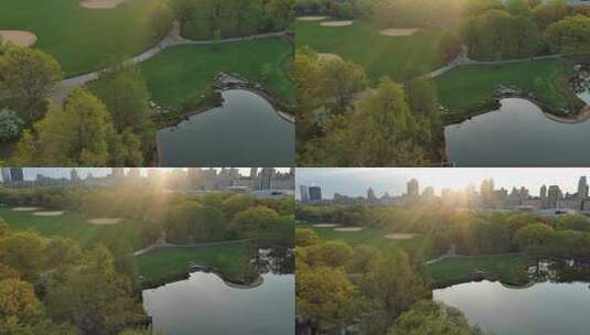 城市航拍公园跑步骑行锻炼纽约中央公园生活高清在线视频素材下载