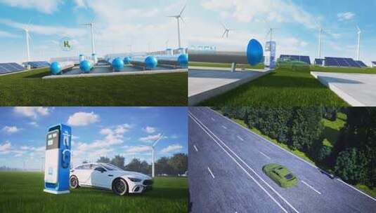 加氢站 绿色能源 风力发电 新能源高清在线视频素材下载