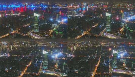 武汉汉口夜景航拍延时高清在线视频素材下载