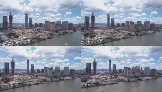 广州黄埔国际金融城航拍高清在线视频素材下载