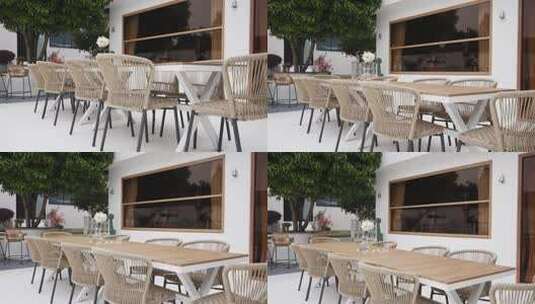 咖啡店户外桌椅高清在线视频素材下载