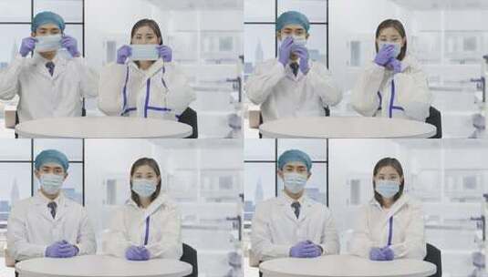 医疗实验人员戴上口罩高清在线视频素材下载