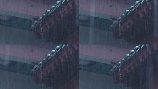 雨中武当山建筑原片高清在线视频素材下载