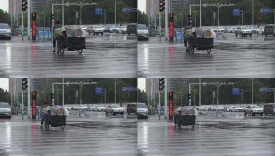 雨天 下雨 城市风光 写意 台风 雨中景色高清在线视频素材下载