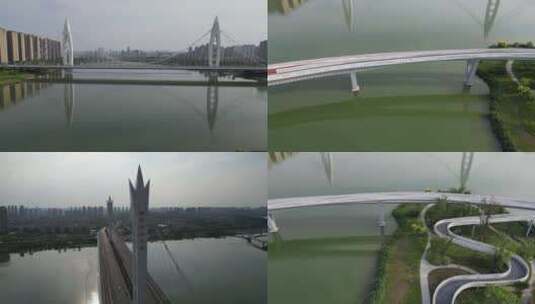 西安渭河元朔大桥4K浐灞灞河航拍3高清在线视频素材下载