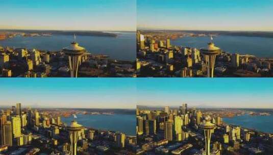 西雅图城市航拍高清在线视频素材下载