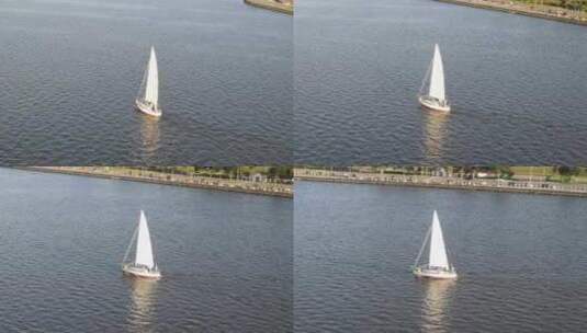 大海中航行的帆船高清在线视频素材下载