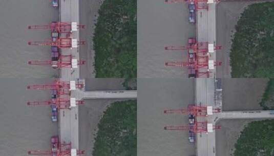 航拍集装箱码头起重机高清在线视频素材下载