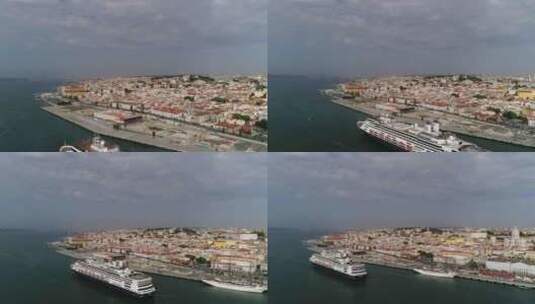 游船Morred在特茹河和里斯本市高清在线视频素材下载