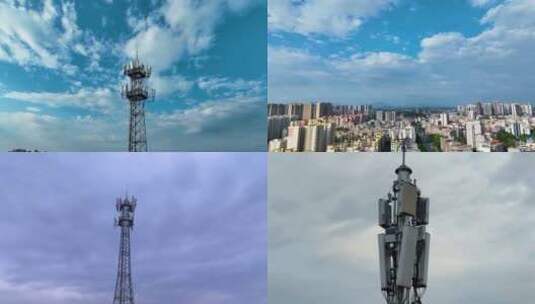 5g时代5g信号塔中国电信移动联通华为高清在线视频素材下载