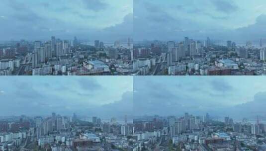 武汉城市风光航拍阴天城市雨天武汉市风景高清在线视频素材下载