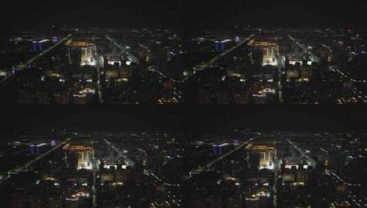 河南许昌城市夜景灯光航拍高清在线视频素材下载