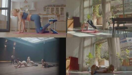【合集】年轻女孩练习瑜伽高清在线视频素材下载