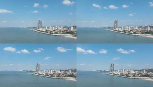 厦门风光延时航拍双子塔鸟瞰城市建筑风景高清在线视频素材下载