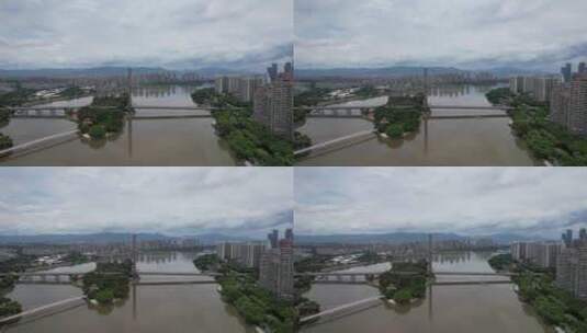 福建福州闽江三县洲大桥交通航拍高清在线视频素材下载
