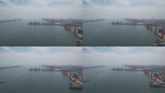 海边港口码头进出口贸易航拍日照港口高清在线视频素材下载