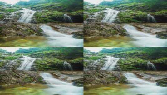 山区自然原始瀑布群延时8K原创流水水源地高清在线视频素材下载